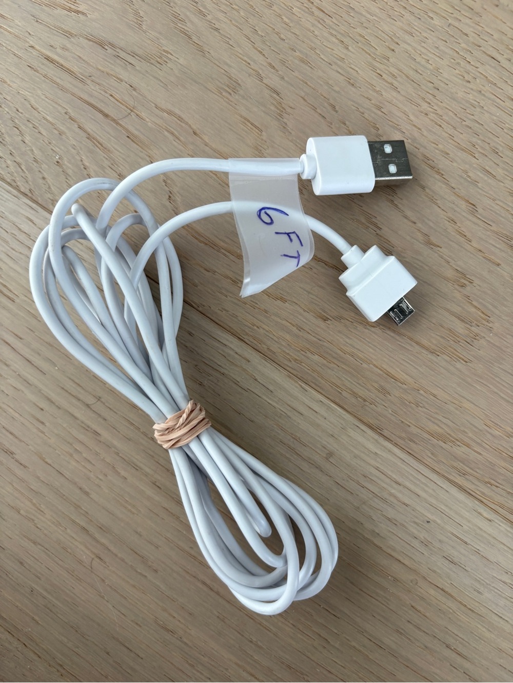 White Micro USB to USB Charging & Data Cable,6ft